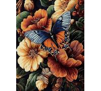 Pskgbxmu Kit estampillée au point de croix 11CT Canevas Broderie Papillons et fleurs DIY Adultes Débutant Compté Point de Croix art Kits 40x50 cm