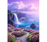 Pskgbxmu Kit estampillée au point de croix 11CT Canevas Broderie Paysage coloré DIY Adultes Débutant Compté Point de Croix art Kits 40x50 cm