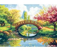 Pskgbxmu Kit estampillée au point de croix 11CT Canevas Broderie Paysage de pont DIY Adultes Débutant Compté Point de Croix art Kits 40x50 cm