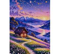 Pskgbxmu Kit estampillée au point de croix 11CT Canevas Broderie Paysage lunaire DIY Adultes Débutant Compté Point de Croix art Kits 40x50 cm