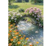 Pskgbxmu Kit estampillée au point de croix 11CT Canevas Broderie Pont fleuri avec rivière DIY Adultes Débutant Compté Point de Croix art Kits 40x50 cm
