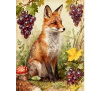 Pskgbxmu Kit estampillée au point de croix 11CT Canevas Broderie Renard raisin DIY Adultes Débutant Compté Point de Croix art Kits 40x50 cm