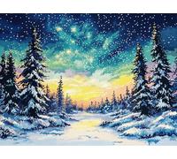 Pskgbxmu Kit estampillée au point de croix 11CT Canevas Broderie Scène enneigée DIY Adultes Débutant Compté Point de Croix art Kits 40x50 cm