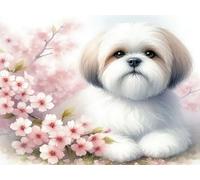 Pskgbxmu Kit estampillée au point de croix 11CT Canevas Broderie Shih Tzu DIY Adultes Débutant Compté Point de Croix art Kits 40x50 cm