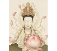 Pskgbxmu Kit estampillée au point de croix 11CT Canevas Broderie Statue d'Avalokitesvara DIY Adultes Débutant Compté Point de Croix art Kits 40x50 cm