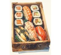 Pskgbxmu Kit estampillée au point de croix 11CT Canevas Broderie Sushis DIY Adultes Débutant Compté Point de Croix art Kits 40x50 cm