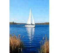 Pskgbxmu Kit estampillée au point de croix 11CT Canevas Broderie Voilier DIY Adultes Débutant Compté Point de Croix art Kits 40x50 cm