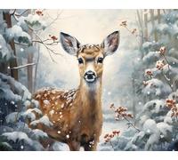 Pskgbxmu Kit estampillée au point de croix cerf flocon de neige 11CT Canevas Broderie DIY Adultes Débutant Compté Point de Croix art Kits 40x50cm