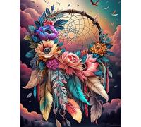 Pskgbxmu Kits de point de croix estampés Attrape-rêves Kit de démarrage de broderie au point de croix pré-imprimé 11CT pour adultes débutants -40x50cm