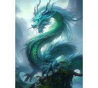 Pskgbxmu Kits de point de croix estampés dragon animalier Kit de démarrage de broderie au point de croix pré-imprimé 11CT pour adultes débutants -40x50cm