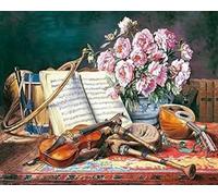 Pskgbxmu Kits de point de croix estampés instrument de musique Kit de démarrage de broderie au point de croix pré-imprimé 11CT pour adultes débutants -40x50cm