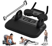 PSKJHN Pilates Reformer Board, Planche Fitness Multifonction avec Rebond Automatique - Planche À Pompes, Roue Abdominale, Gainage Et Bandes De Résistance, 6-en-1 Home Gym Equipment