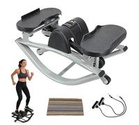 PSKJHN Rock Stepper, Stepper De Fitness avec Bandes De Résistance Et Tapis Antidérapant, Step Rocker Latéral pour Jambes Fessiers Abdos, Charge 100 Kg Darkgrey,19.6x10.6in