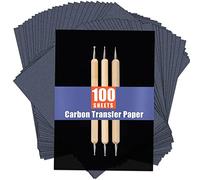 PSLER 100 Feuilles de Papier Carbone, Papier Transfert Carbone avec 3 stylos de gaufrage pour Le Travail du Bois, Le Papier, la Toile et d'autres Surfaces d'artisanat d'art (7.3 par 10 Pouces)