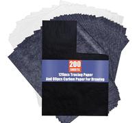 PSLER 120 feuilles de papier transfert blanc et 100 feuilles de papier transfert carbone avec 3 stylets de gaufrage et 2 crayons pour le travail du bois, du papier,