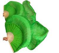 PSNKLMM 1 Paire de Fans Danse du Ventre en Soie for Spectacle sur scène, Accessoires, Couleur Unie(Green,M-150x90cm)