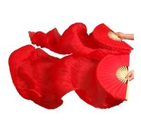 PSNKLMM 1 Paire de Fans Danse du Ventre en Soie for Spectacle sur scène, Accessoires, Couleur Unie(Red,XXL-280x90cm)