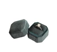 PSNKLMM Boîte à bagues carrée octogonale vintage simple et double avec couvercle amovible, boîte de rangement for boucles d'oreilles, demande en mariage, bague, pendentif(Dark Green,Double ring box)