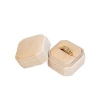 PSNKLMM Boîte à bagues carrée octogonale vintage simple et double avec couvercle amovible, boîte de rangement for boucles d'oreilles, demande en mariage, bague, pendentif(Beige,Single ring box)