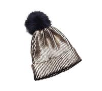 PSNKLMM Bonnets tricotés métalliques brillants for l'hiver, bonnets à la mode, pompons, Skullies d'extérieur, accessoires for le cyclisme Pour Course, VéLo Sports De Plein Air(Gold)