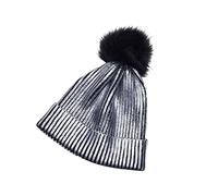 PSNKLMM Bonnets tricotés métalliques brillants for l'hiver, bonnets à la mode, pompons, Skullies d'extérieur, accessoires for le cyclisme Pour Course, VéLo Sports De Plein Air(Silver)