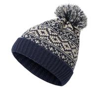 PSNKLMM Chapeau De Ski Hiver Chaud Tricoté Bonnet Câble Bobble Pom Laine Casquette Pour Course, VéLo Sports De Plein Air(Deep Blue)