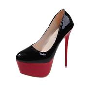 PSNKLMM Chaussures à talons hauts semelles épaisses enfiler Hauteur du talon embouchure peu profonde(Black 2,35)