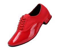 PSNKLMM Chaussures de Danse Latine Modernes for Hommes, Baskets carrées antidérapantes, Respirantes en Cuir for Homme, Tango(Indoor Red,43)