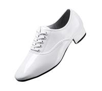 PSNKLMM Chaussures de Danse Latine Modernes for Hommes, Baskets carrées antidérapantes, Respirantes en Cuir for Homme, Tango(Indoor White,44)