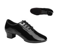 PSNKLMM Chaussures de Danse Latine Souples for Hommes, Modernes, Grande Taille, Talon 3,5 cm, for garçon, Salle Bal, Tango, Enfants, Homme, Semelle en Daim Noir(Glossy Black,40)