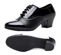 PSNKLMM Chaussures De Danse Modernes for Hommes, Baskets Performance en Cuir Souple Et Respirantes, Style Latin, Carrées, Formelles, Jazz(Outdoor Black 4.5cm,39)