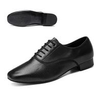 PSNKLMM Chaussures de Danse Salon en Cuir véritable for Homme, Baskets Jazz, Respirantes, Grande Taille, for Valse, Salsa(Black-B-Outdoor,38)