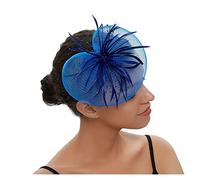 PSNKLMM Coiffe de mariée en plumes for bal fin d'année, épingle à cheveux fil filet, fleur, petit chapeau exquis, fascinateurs for femmes Pour Mariages, FêTes, FêTe D'Anniversaire(Blue)