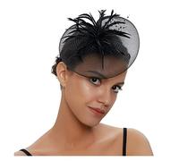 PSNKLMM Coiffe de mariée en plumes for bal fin d'année, épingle à cheveux fil filet, fleur, petit chapeau exquis, fascinateurs for femmes Pour Mariages, FêTes, FêTe D'Anniversaire(Black)
