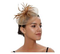 PSNKLMM Coiffe de mariée en plumes for bal fin d'année, épingle à cheveux fil filet, fleur, petit chapeau exquis, fascinateurs for femmes Pour Mariages, FêTes, FêTe D'Anniversaire(Gold)