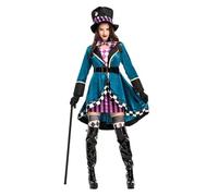 PSNKLMM Costume de Clown Chapelier Fou for Adultes Femmes Magicien Sexy Halloween Carnaval Robe Magique(L)
