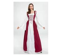 PSNKLMM Costume de festival for femme, robe longue classique style médiéval(Red,S)
