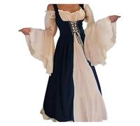 PSNKLMM Costume médiéval, robe, gilet, princesse, grande taille(Blue,S)