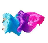 PSNKLMM Éventail en Soie de Danse du Ventre for Spectacle sur scène Voile (2 pièces)(Color 9,2pcs-150x90cm)