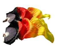 PSNKLMM Fans en Soie véritable, 1 Paire, Accessoires de Danse du Ventre, Taille Classique, côtes, Performance(Color 3,2XL 280x90cm)