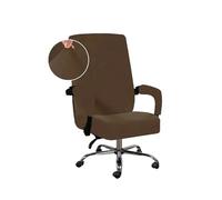 PSNKLMM Housse De Chaise De Bureau en Velours Épais, Élastique, Pivotante, Extensible, avec Gants D'accoudoir, 3 Pièces/Ensemble(Velvet-Brown,XL)