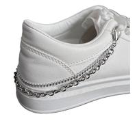 PSNKLMM Lot de 2 chaînes en métal et perles, double rangée, for chaussures, baskets créatives, bijoux, boucles, accessoires Pour Chaussures Sneakers Sacs Pantalons