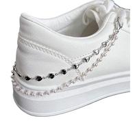 PSNKLMM Lot de 2 chaînes en métal et perles, double rangée, for chaussures, baskets créatives, bijoux, boucles. Accessoires Pour Chaussures Sneakers Sacs Pantalons