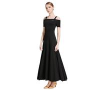 PSNKLMM Robe de compétition de danse de salon for femmes, robe de valse for femmes, costumes de performance de danse moderne standard(Black,XX-Large)