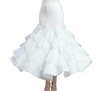 PSNKLMM Robe de danse de salon, robe de valse de stade, costume de danse moderne for femmes, jupe d'entraînement de compétition, vêtements de danse féminins(GRAY,2XL)