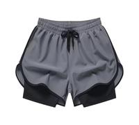 PSNKLMM Short de Sport 2 en 1 à Double épaisseur for Homme, séchage Rapide, for entraînement, Fitness, Sport, Jogging, Course à Pied(Grey,5XL)