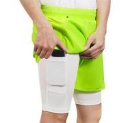PSNKLMM Short de Sport 2 en 1 for Homme, séchage Rapide, avec Poches zippées, for entraînement, Jogging, vêtements de Sport(Black with Geen Inner,S)