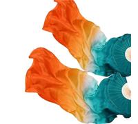 PSNKLMM Voile de Soie dégradé, Accessoires compétition Pratique Danse du Ventre, Accessoire Costume Spectacle sur scène, Teinture à la Main Fluide, Extra Long, Orange 180cm(Color 1,XXL-280x90cm)