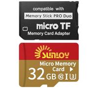 PSP Adaptateur de clé USB avec carte micro SD 32 Go, micro SD/SDHC/SDXC vers Memory Stick PRO Duo MagicGate compatible avec PlayStation Portable, appareil photo, Handycam, téléphone portable et PSP