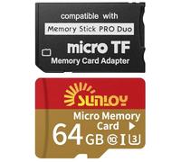 PSP Adaptateur de clé USB avec carte micro SD 64 Go, micro SD/SDHC/SDXC vers Memory Stick PRO Duo MagicGate compatible avec PlayStation Portable, appareil photo, Handycam, téléphone portable et PSP